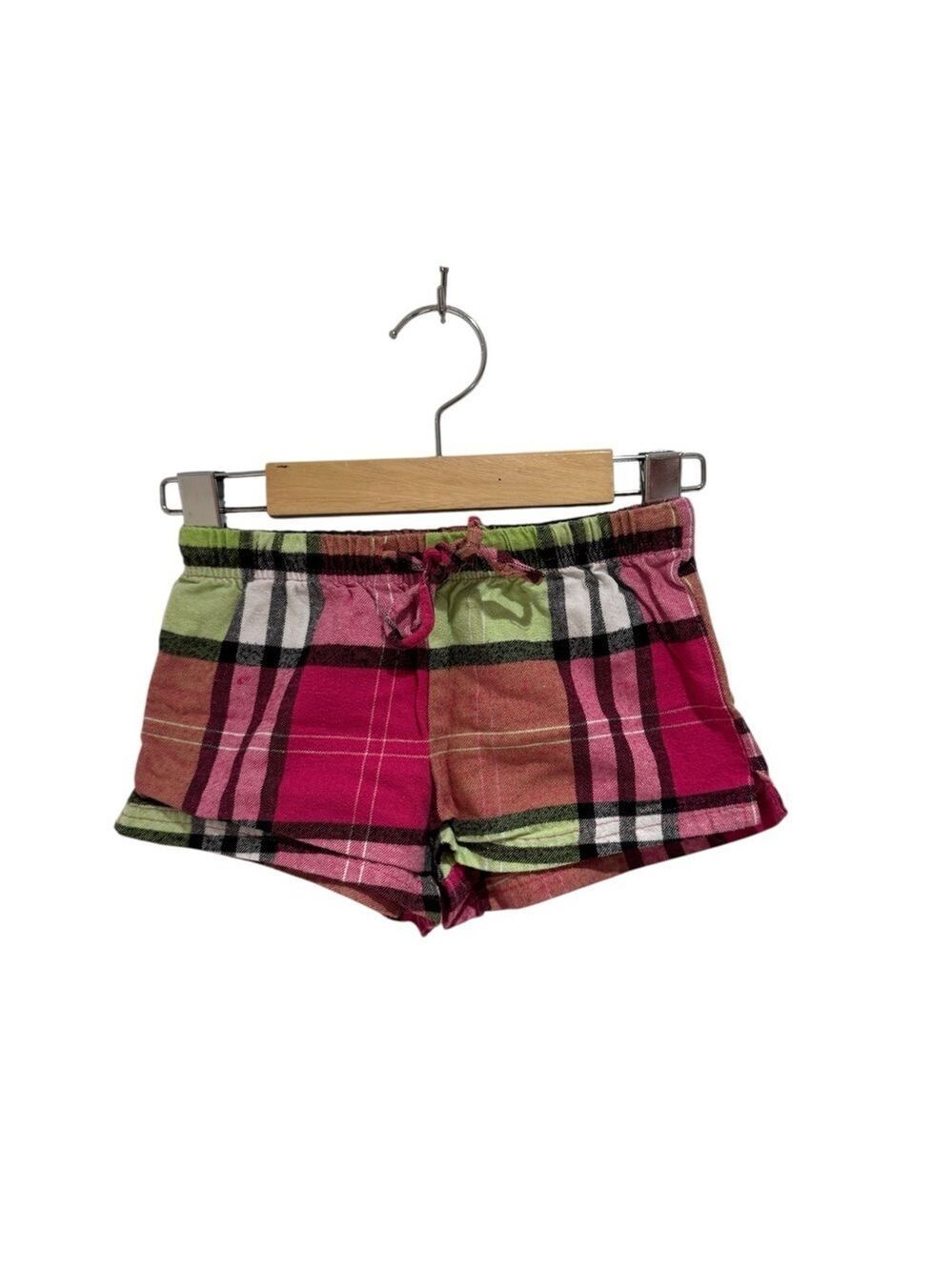 So Nikki Plaid Flannel Shorts - Pink and Green - size M